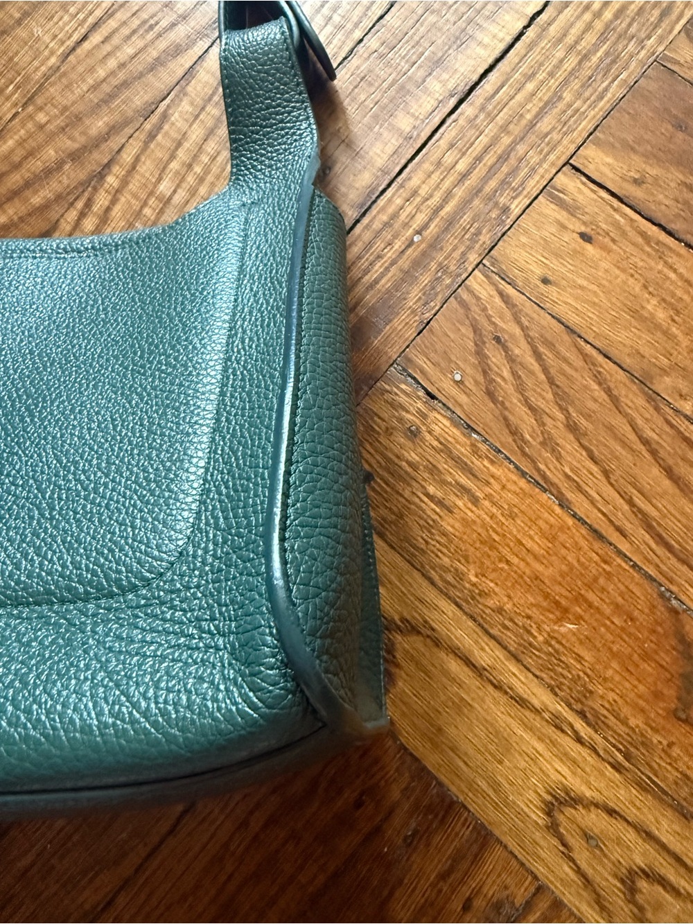 Cuyana RARE Bottle Green Double Loop Pebbled Leather Bag, Excellent Condition - Picture 14 of 16